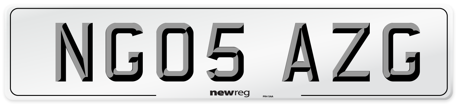 NG05 AZG Number Plate from New Reg